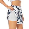 thumbnail image 1 of Susaid Navy Blue Anchors Print Women's High Waisted Running Shorts Quick Dry Athletic Gym Track Workout Shorts Zip Pocket-Medium, 1 of 7