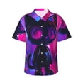 thumbnail image 1 of Susaid Neon Toy Cat Reflections Print Short Sleeve Shirts Button Down Casual Shirts Summer Beach Aloha Button Down Short Sleeve for Men ,XX-Large, 1 of 7