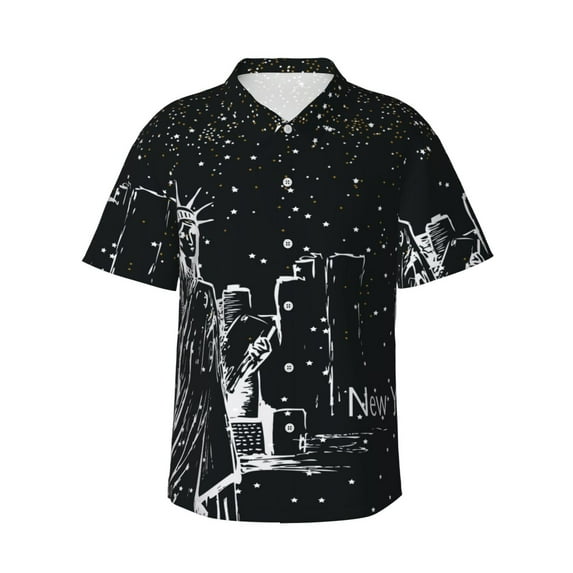 Susaid New York City1 Print Short Sleeve Shirts Button Down Casual Shirts Summer Beach Aloha Button Down Short Sleeve for Men ,3X-Large