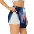 thumbnail image 1 of Susaid Night Sky Elk Print Women's High Waisted Running Shorts Quick Dry Athletic Gym Track Workout Shorts Zip Pocket-X-Large, 1 of 7