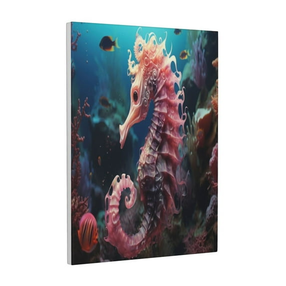Susaid Ocean Seahorse Pattern Vertical Canvas Wall Decor 12x16in - Waterproof with Wood Frame & Damage-Free Hanging Kit