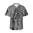 thumbnail image 1 of Susaid Optical Zebra Illusion Print Short Sleeve Shirts Button Down Casual Shirts Summer Beach Aloha Button Down Short Sleeve for Men ,Large, 1 of 7