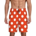 thumbnail image 1 of Susaid Orange And White Polka Dot1 Print Mens Shorts, Breathable Lounge Sleepwear Set with Elastic Waistband and Pockets-Medium, 1 of 6