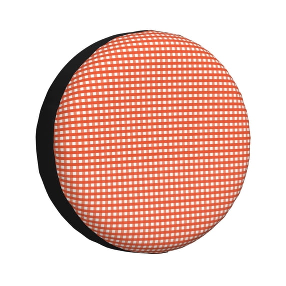 Susaid Orange Gingham Print Tire Covers,Waterproof Anti-UV Snow Sun Rain Tire Covers for RV,Truck, SUV, Trailer, Camper-17 inch