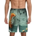 thumbnail image 1 of Susaid Paper Fox Crow Fantasy Print Mens Shorts, Breathable Lounge Sleepwear Set with Elastic Waistband and Pockets-4X-Large, 1 of 6