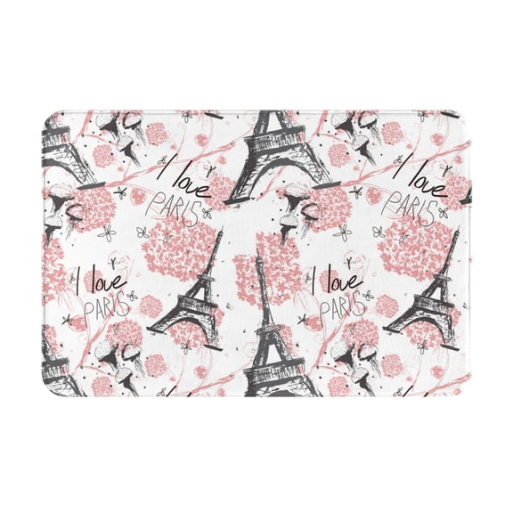 Susaid Paris Print Doormat,Porch Decor,Housewarming Decor Gift Doormat,Funny Flannel Floor Mat,Funny Doormat 24x16 Inch
