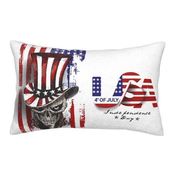 Susaid Patriotic Skull Art Print Pillowcases Multiple Size, Pillow Cover Super Soft Envelope Closure Standard Pillow Case-20"x30"