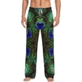 thumbnail image 1 of Susaid Peacock Feathers Print Mens Pajama Pants Set Sleep & Lounge Pants, PJ Bottoms with Pockets and Button Fly-XX-Large, 1 of 6