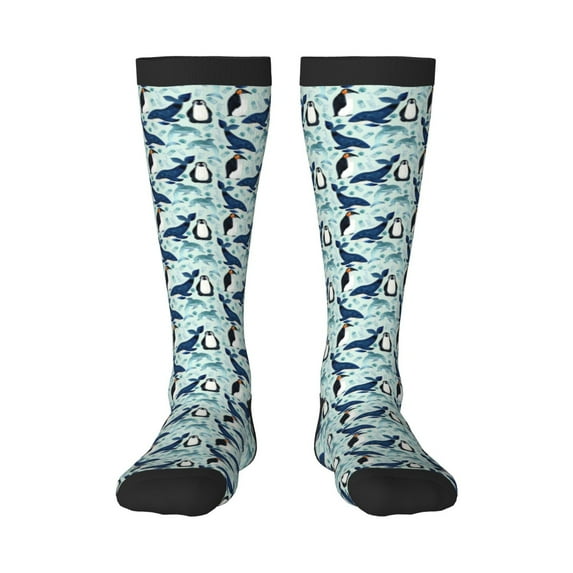 Susaid Penguins Dolphins Whales Print Thermal Winter Socks for Men and Women, Warm Crew Hiking Socks, for Boots and Outdoor Activities