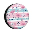 thumbnail image 1 of Susaid Pink Striped Flamingo Print Tire Covers,Waterproof Anti-UV Snow Sun Rain Tire Covers for RV,Truck, SUV, Trailer, Camper-16 inch, 1 of 6
