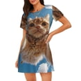 thumbnail image 1 of Susaid Playful Cat Fisheye View Pattern Sleep Shirts for Women Short Sleeve Night Shirts for Sleeping Pullover Nightgown Soft Nightdress, 1 of 6