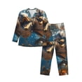 thumbnail image 1 of Susaid Playful Dolphins Underwater Print Men's Long Sleeve Pajama Set, Two-Piece Button-Down Loungewear PJs Set, Comfortable Sleepwear for Relaxation-Medium, 1 of 7