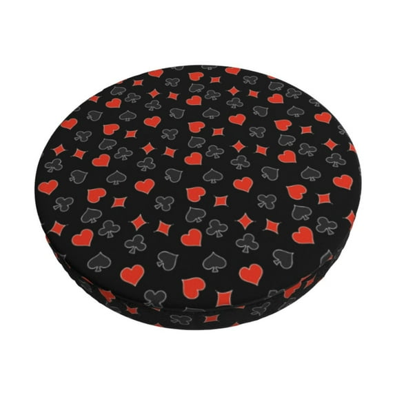 Susaid Poker Creative Symbols Print Elastic Bar Stool Cover Personalized Washable Stool Cover for Barbershop Home Bar Kitchen-14 inch