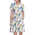 thumbnail image 1 of Susaid Poodle Dog Pattern Women's Casual Floral Print Crewneck Short Sleeve A Line Boho Maxi Dress, 1 of 6