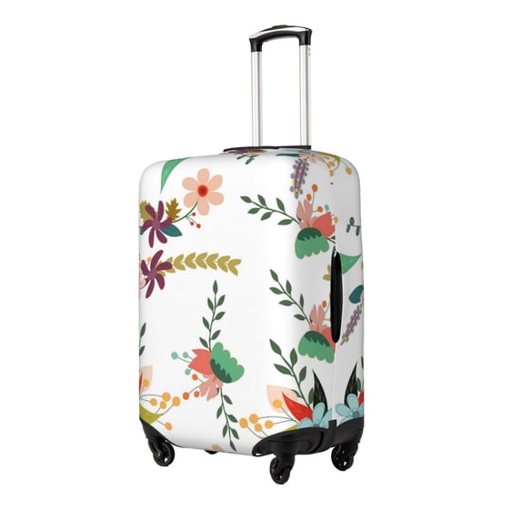 Susaid Pretty Floral With Leaves Print Elastic Washable Suitcase Cover with Hidden Zipper, Fits 18-32 Inch Luggage for Protection During Travel-X-Large