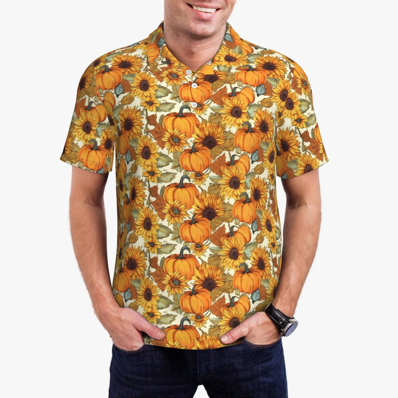Sunflower Butterfly Men's Golf Shirts