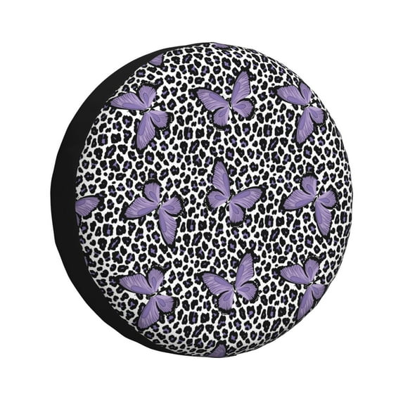 Susaid Purple Butterflies Print Water Proof Spare Tire Cover Wheel Tire Dust-proof Cover Fit Trailer, RV, SUV and Many Vehicle-16 inch
