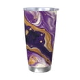thumbnail image 1 of Susaid Purple Gold Marble Swirls Print 20oz Car Cup,Insulated Coffee Cup Fully Spill Proof Travel Coffee Mug, Stainless Steel Tumbler for Work Home Outdoor Car-Without Straw, 1 of 8