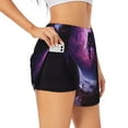 thumbnail image 1 of Susaid Purple Moon Tree Night Sky Print Women's High Waisted Running Shorts Quick Dry Athletic Gym Track Workout Shorts Zip Pocket-Large, 1 of 7
