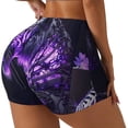 thumbnail image 1 of Susaid Purple Pattern White Tiger Print Intensify Workout Shorts for Women Seamless Scrunch Short Gym Yoga Running Sport Active Exercise Fitness Shorts-Large, 1 of 8