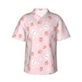 thumbnail image 1 of Susaid Rabbit And Peach Print Hawaiian Shirts for Men Women,Hawaiian Summer Short-Sleeve Casual Relaxed-Fit Button-Down,Medium, 1 of 7