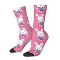 thumbnail image 1 of Susaid Rabbit Holding Flowers Print Men's Moisture Wicking Cushioned Crew Work Boot Socks Suitable for Size 36-45, 1 of 6