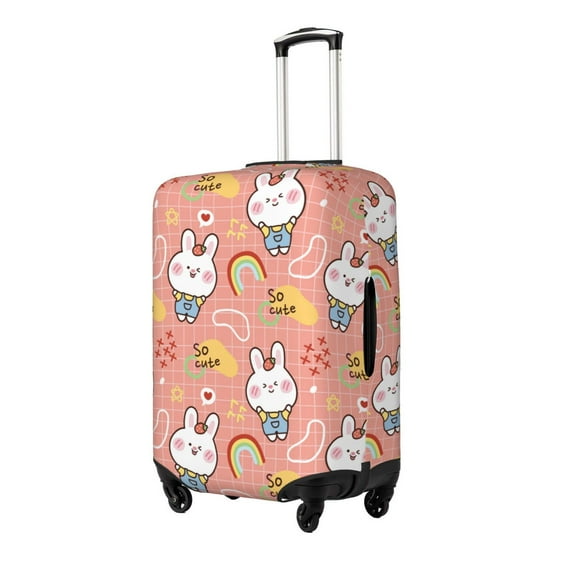 Susaid Rabbit So Cute Print Elastic Washable Suitcase Cover with Hidden Zipper, Fits 18-32 Inch Luggage for Protection During Travel-X-Large