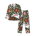 thumbnail image 1 of Susaid Rabbits on Floral Print Men's Long Sleeve Pajama Set, Two-Piece Button-Down Loungewear PJs Set, Comfortable Sleepwear for Relaxation-X-Large, 1 of 7