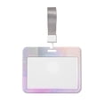 thumbnail image 1 of Susaid Rainbow Unicorn Party Print ID Badge Holder with Double-Sided Windows Horizontal Hard Plastic Case Black Card Protector Pouch for Office School ID Credit Cards, 1 of 7