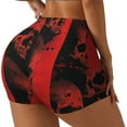thumbnail image 1 of Susaid Red And Black Abstract Skull Print Intensify Workout Shorts for Women Seamless Scrunch Short Gym Yoga Running Sport Active Exercise Fitness Shorts-Large, 1 of 8