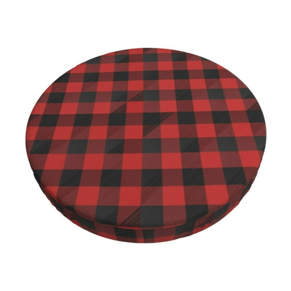 Susaid Red Black Plaid Print Elastic Bar Stool Cover Personalized Washable Stool Cover for Barbershop Home Bar Kitchen-13 inch