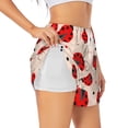 thumbnail image 1 of Susaid Red Ladybug Print Women's High Waisted Running Shorts Quick Dry Athletic Gym Track Workout Shorts Zip Pocket-XX-Large, 1 of 7