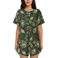 thumbnail image 1 of Susaid Red Leaves Print Women's Pajama Set, Button-Up Sleepwear with Elastic Waist Shorts, Perfect for Lounging, Yoga, Beach, and Casual Wear-4X-Large, 1 of 7