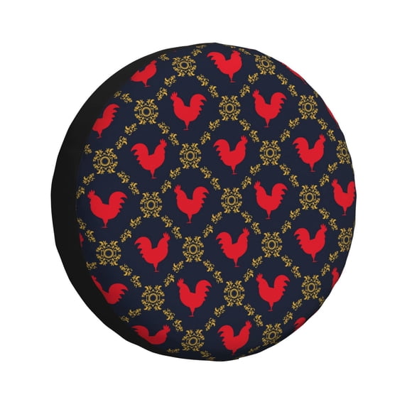 Susaid Red Rooster Print Water Proof Spare Tire Cover Wheel Tire Dust-proof Cover Fit Trailer, RV, SUV and Many Vehicle-15 inch