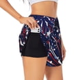 thumbnail image 1 of Susaid Red White Blue Fireworks 1 Print Women's High Waisted Running Shorts Quick Dry Athletic Gym Track Workout Shorts Zip Pocket-X-Large, 1 of 7
