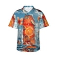 thumbnail image 1 of Susaid Refreshing Citrus Splash Print Short Sleeve Shirts Button Down Casual Shirts Summer Beach Aloha Button Down Short Sleeve for Men ,Large, 1 of 7