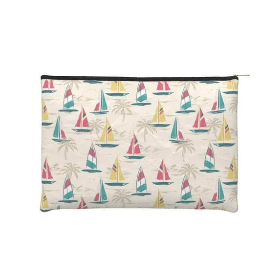 Susaid Reto Marine Nautical Print Makeup Mini Bags for Women Multi Color Cosmetics Bag Travel Toiletry Bag Pencil Pouch Blank Makeup Bags with Zipper