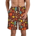 thumbnail image 1 of Susaid Retro Coffee Print Men's Swim Trunks Hawaiian Bathing Mesh Lining Suit Swimsuits Beach Shorts with Pockets-3X-Large, 1 of 6