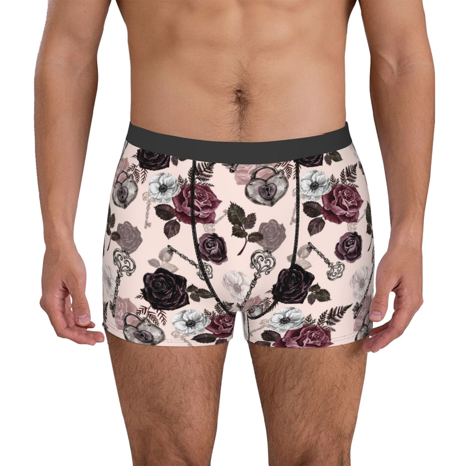Susaid Retro Red Black Roses Print Men's Mesh Boxer Briefs Cooling ...