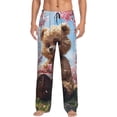 thumbnail image 1 of Susaid Romantic Floral Bear Print Mens Pajama Pants Set Sleep & Lounge Pants, PJ Bottoms with Pockets and Button Fly-Small, 1 of 6