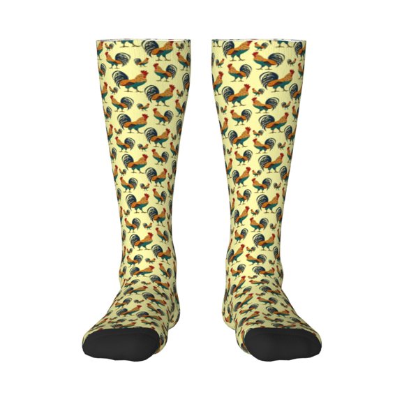 Susaid Roosters In Farm Print Thermal Winter Socks for Men and Women, Warm Crew Hiking Socks, for Boots and Outdoor Activities