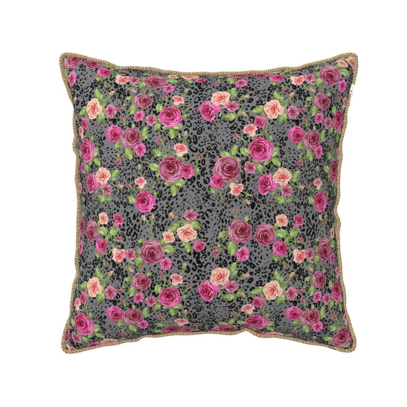 Susaid Rose Mix Leopard Print Velvet Throw Pillow Covers Home Art Deco Pillowcase Square Pillow Case Cushion Cover for Bed Sofa Living Room Car Indoor and Outdoor-20"x20"