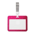 thumbnail image 1 of Susaid Rose Red Glitter Print ID Badge Holder with Double-Sided Windows Horizontal Hard Plastic Case Black Card Protector Pouch for Office School ID Credit Cards, 1 of 7