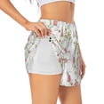 thumbnail image 1 of Susaid Roses Flowers Print Women's High Waisted Running Shorts Quick Dry Athletic Gym Track Workout Shorts Zip Pocket-Large, 1 of 7