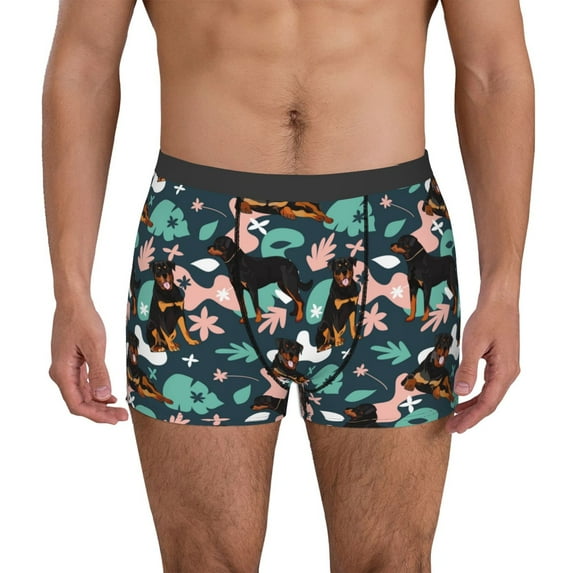Susaid Rottweiler Print Men's Mesh Boxer Briefs Cooling Breathable Sports Underwear Wide Waistband Boxer Briefs W/Fly-Medium