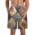 thumbnail image 1 of Susaid Rustic Tile Pattern Print Men's Swim Trunks Hawaiian Bathing Mesh Lining Suit Swimsuits Beach Shorts with Pockets-Medium, 1 of 6