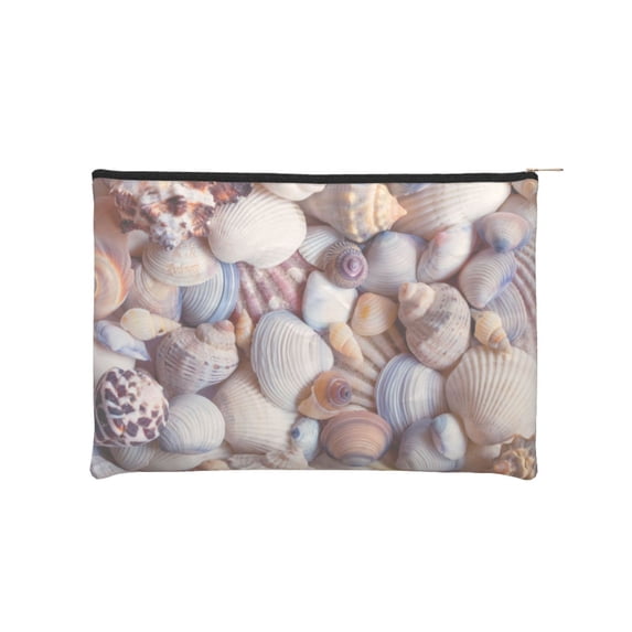 Susaid Sea Shells Print Makeup Mini Bags for Women Multi Color Cosmetics Bag Travel Toiletry Bag Pencil Pouch Blank Makeup Bags with Zipper