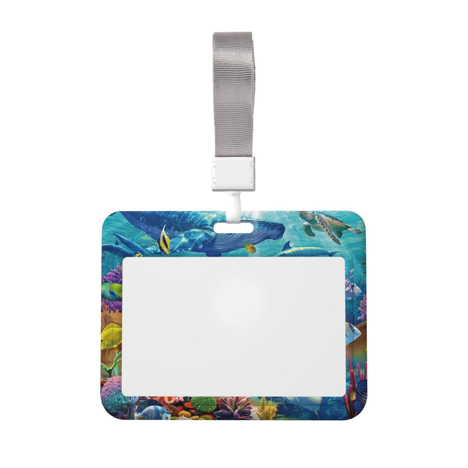 Susaid Sea World Print ID Badge Holder with Double-Sided Windows ...