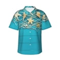 thumbnail image 1 of Susaid Seashells And Fishing Net On Blue Wooden Table Print Short Sleeve Shirts Button Down Casual Shirts Summer Beach Aloha Button Down Short Sleeve for Men ,Large, 1 of 7