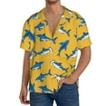 thumbnail image 1 of Susaid Shark Print Print Men's Polo Shirts Button Down Short Sleeve Casual Summer Beach Vintage Shirts for Men-Large, 1 of 5